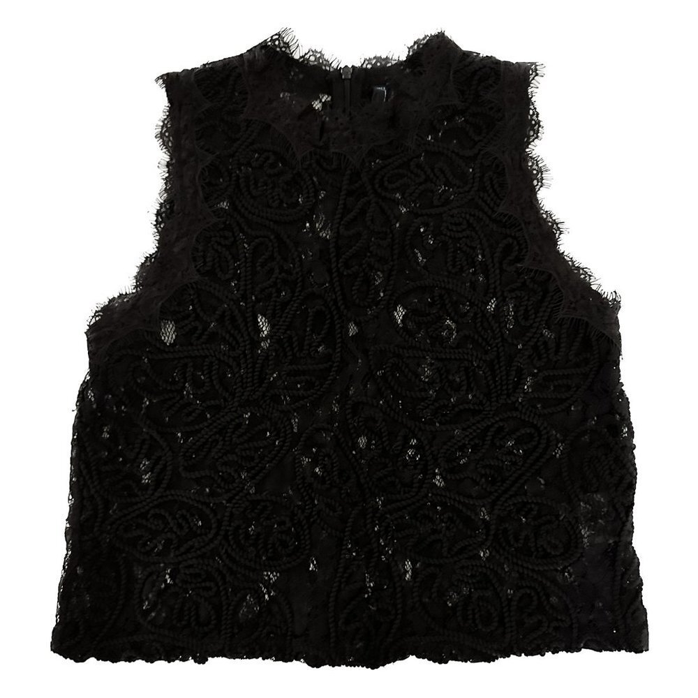 CHICWISH Black Lace and Rope‎ Sleeveless Cropped Top - Size Small